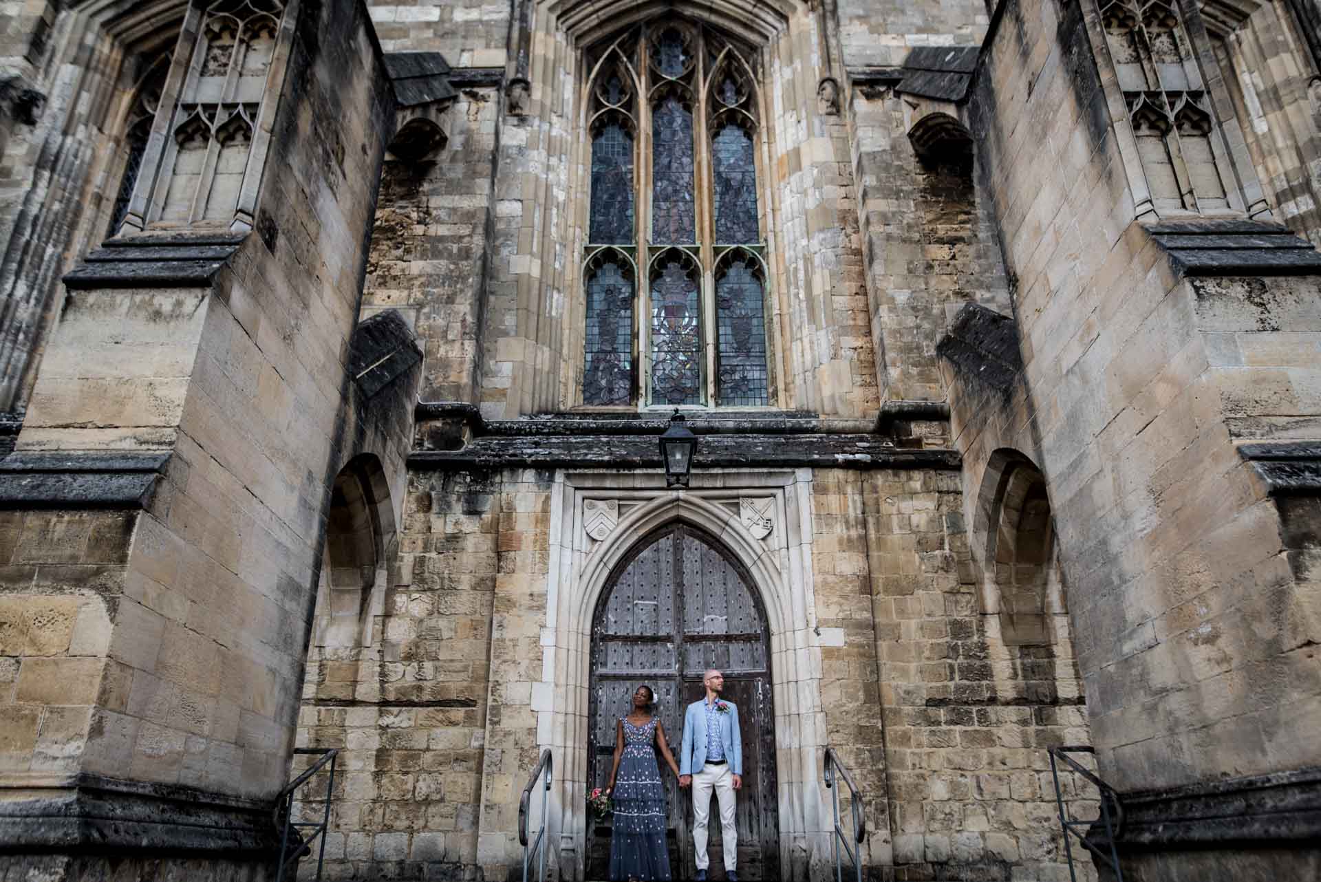 wedding couple at Winchester Cathedral